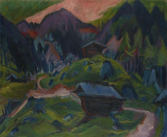 Ernst Ludwig Kirchner Kummeralp Mountain and Two Sheds France oil painting art